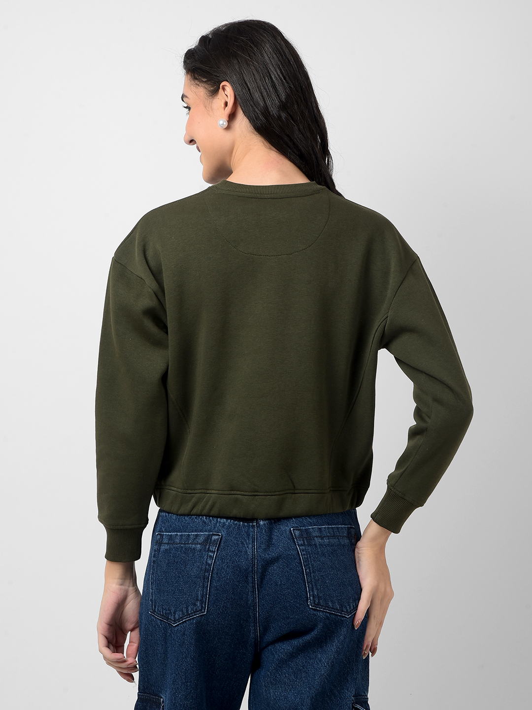 Numero Uno Women Solid Green Sweat Shirt